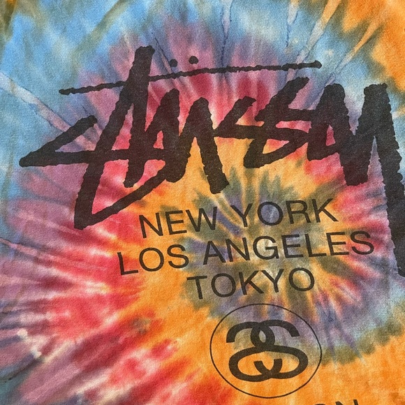 Y2K Stussy World Tour Tie-Dye Cropped Tee - Picture 3 of 5